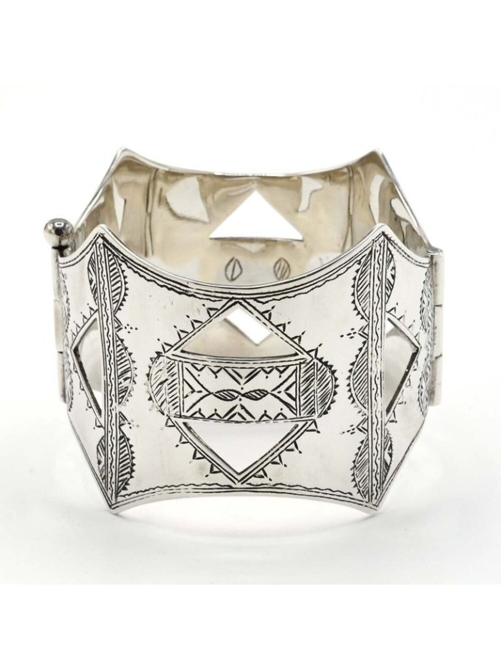 Hermes Bracelet Touareg 925 Silver Bangle 82.5 g Vintage Box And Bag K1238